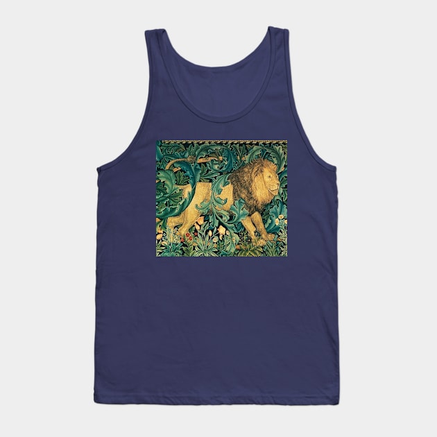 GREENERY ,FOREST ANIMALS, LION Antique Tapestry Tank Top by BulganLumini